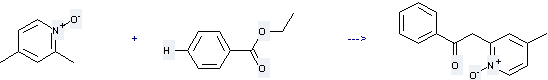 Pyridine, 2, 4-dimethyl-, 1-oxide can react with Benzoic acid ethyl ester to get 4-Methyl-2-phenacylpyridine 1-oxide.